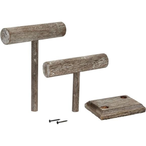 Rustic-Style 2Tier Jewelry Organizer Stand,Wooden T-Bar Necklace Rack & Bracelet - Picture 6 of 7